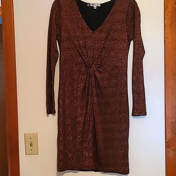 Jennifer Lopez Dresses & Skirts - Jennifer Lopez stretch copper metallic dress Sz M